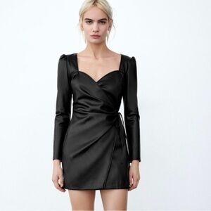SMALL Faux leather black dress from ZARA